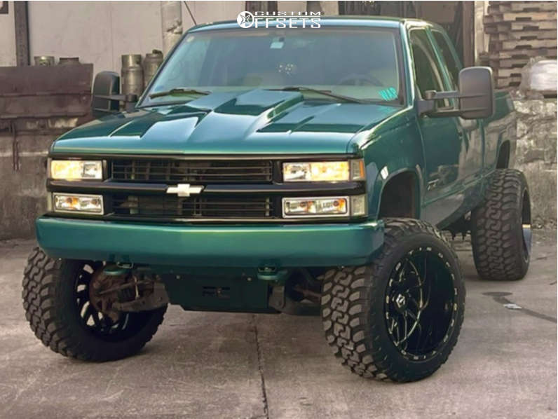 1998 Chevrolet Silverado 1500 Aggressive > 1" outside fender on 22x14 -76 offset Tis 544bm and 35"x13.5" Mud Tracker M/t on Suspension Lift 6" - Custom Offsets Gallery